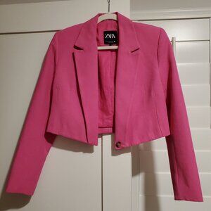 Zara cropped bubblegum pink blazer xs